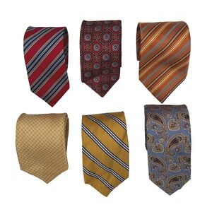 Lot of 6 Men's Silk Dress Ties JZ Richards Brooks Brothers Saks Paisley Striped